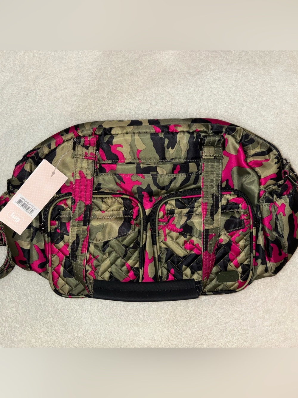 NWT Lug jumper carry all tote crossbody shoulder bag camo orchid puddle jumper